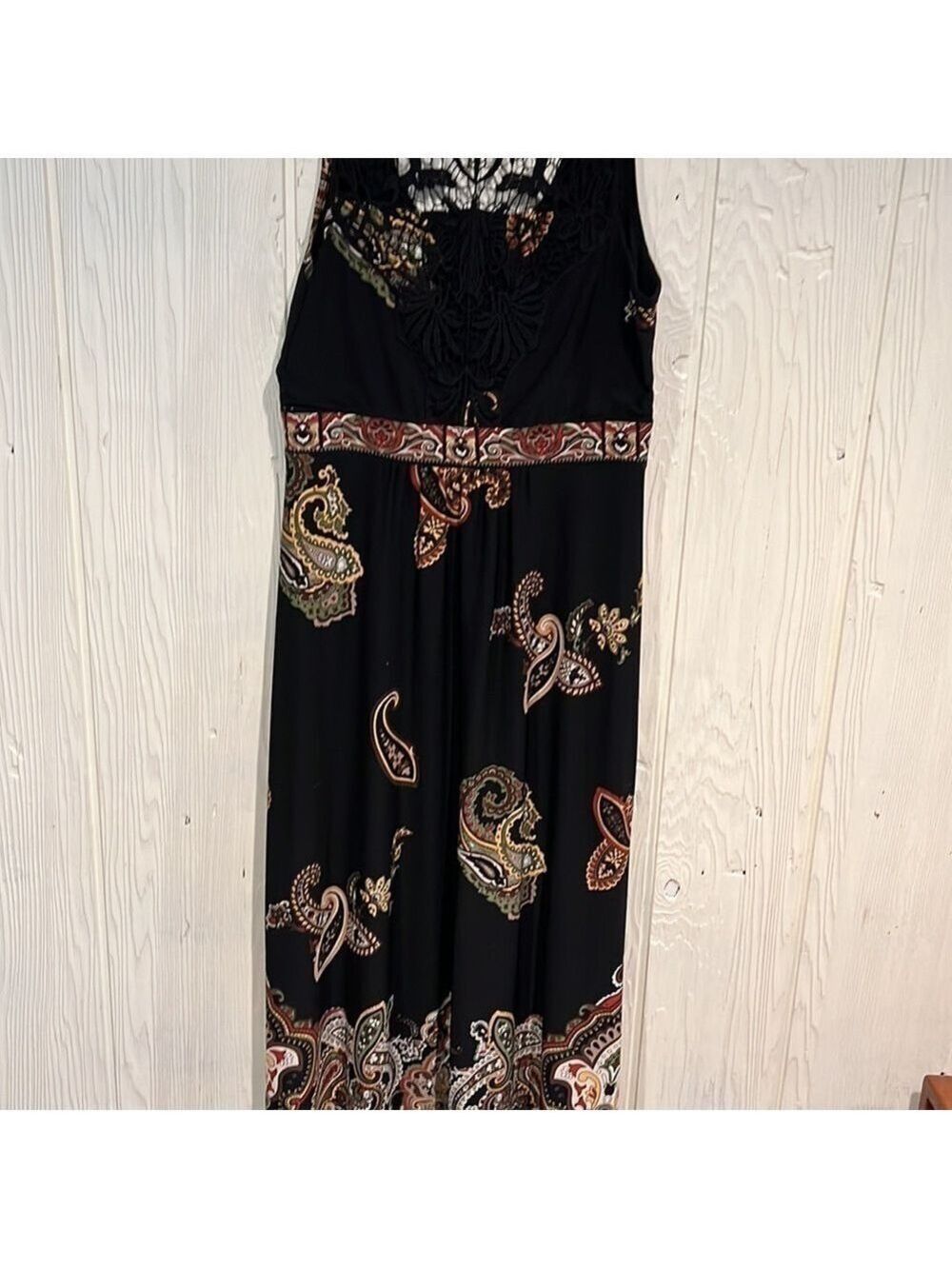Sandra Darren Maxi Dress Crochet Back Size 12 - Picture 8 of 15